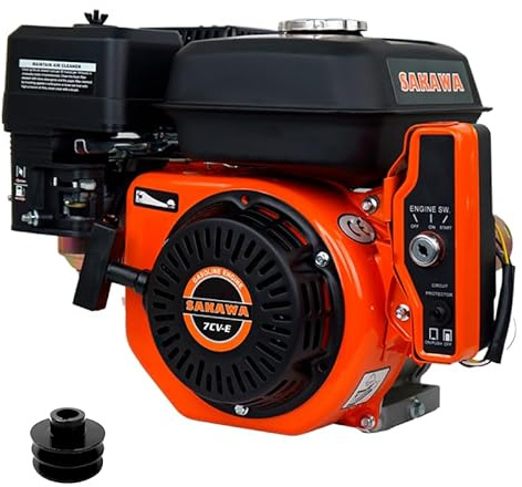 SAKAWA Motor Gasolina 4 Tiempos Arranque Electrico 7CV 19 mm + Polea Motor
