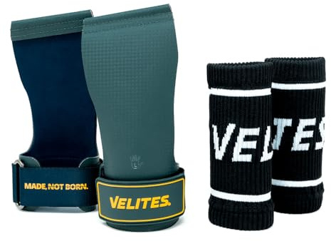 Velites | Maniques Quad Ultra + Bandeaux de Poignets + Sac de Transport | Plus de Grip, Plus de répétitions | Utiliser sans magnésium | Cross Training et Entraînement Fonctionnel