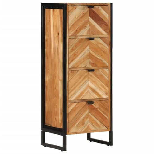 vidaXL Badschrank 40x30x100 cm Massivholz Akazie und Eisen