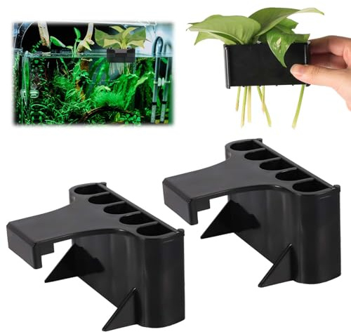 XIHIRCD 2 Support Plantes Aquarium, 5 Trous Boîte Jardinière Plastique Plantes Aquatiques Support Tasse Suspendu Panier Plantes d'Aquarium Support Suspension Accessoire pour Décorations d'Aquarium