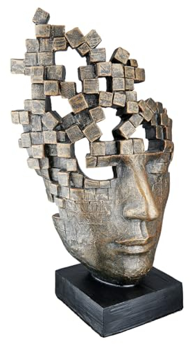 Casablanca Deko Figur Skulptur Mann Gesicht - Dekofigur aus Kunstharz Farbe: Bronze - Dekoration Geschenk Geburtstag Höhe 30 cm