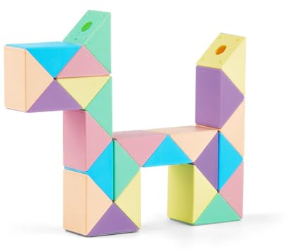 JSKWIKE 1 Pcs Magic Snake mit 24 Blöcke Magische Schlange Würfel Twist Puzzle 3D Fidget Knobelspiele Mitgebsel Kindergeburtstag für Kinder Erwachsene Macaron