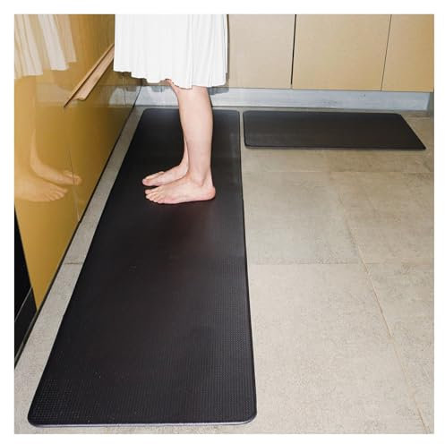 Küchenmatte, gepolstert, 0,31 Zoll, rutschfest, wasserdicht, ergonomisch, bequem, Stehmatte for Küche, Boden, Büro, Waschbecken, Wäscherei(Color:Black,Size:45x120CM/17.7x47.2in)
