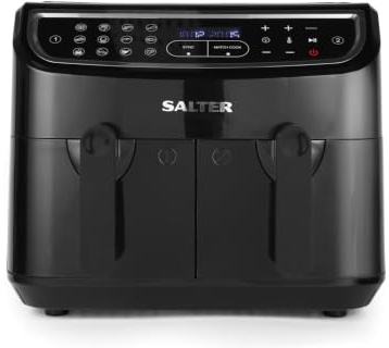 Salter Dual Air Air Fryer 8.2L Dual Drawer With Sync & Match | 12 Presets, Sensor Touch Display, Independent Temperature Control, 60 Minute Timer, Non Stick Cooking Trays, 2200-2600W