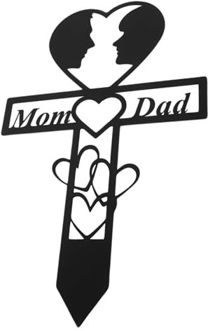 Yardwe Memorial Cross Gartenstecker Metall Herzförmiger Grabmarker Für Friedhof Und Garten Langlebige Gedenkdekoration Zur Erinnerung An Verstorbene