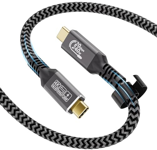 CAKOBLE 240W Câble USB C 1m, Câble USB C 3.2 Gen2 20 Gbps [PD3.1 48V/5A] Charge Rapide, Transmission Vidéo 5K/4K@60Hz Compatible avec iPhone 15 Pro/Max, Samsung S24