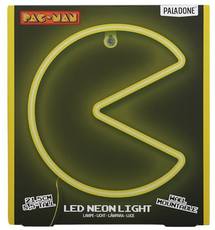 Paladone Pac-Man Neon Wall Light - Retro Arcade LED Wall Decor for Bedroom, Bar & Game Room