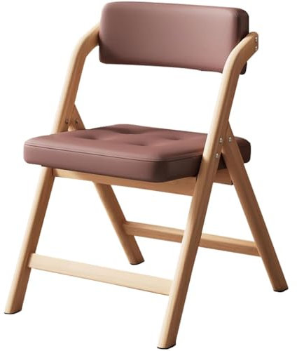 Klappstuhl Klappstuhl Küche Gepolstert Klappbarer Konferenzstuhl Aus Holz, Tragbarer Arbeitsstuhl Fürs Schlafzimmer, Ergonomischer Empfangsstuhl Mit Rückenlehne(Brown-B)