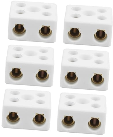 GLEAVI Bloques de Terminales Cerámicos de Alta Temperatura 6 Piezas Conector de Cable de 5 Orificios y 2 Vías Aislante de Porcelana para Circuitos Eléctricos Conexión Segura para Hogares Oficinas