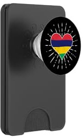 Mauritian Flag Vintage Heart Mauritius Lover Retro PopSockets PopWallet for MagSafe