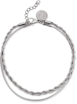 SINGULARU - Pulsera Nautic. Acero con Acabado Brillante. Dos Cadenas. Pulsera con Largo de 16 + 3 cm Joyas para Mujer