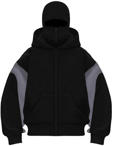 OLIPHEE Herren Kapuzenpullover Winter mit Sturmhaube Casual Hoodie Herren mit Reißverschluss und Tasche Winddicht Warme Jacke Herren Sweatshirt Locker