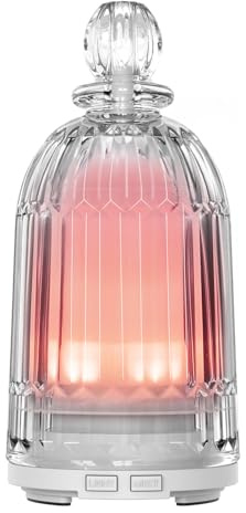 DOUDING Glass Essential Oil Diffuser, 120ML Cool Mist Humidifier Ultrasonic Aromatherapy Diffuser with 7 LED Color Changing Light, Auto Shut-Off Safety for Home Office Spa(White Base)