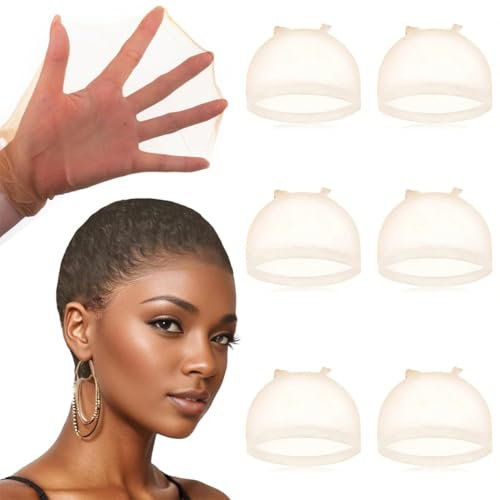 PYEUIFT 6 Pezzi Retine per Parrucca, Cappucci Beige per Parrucche da Donna, Cappucci per Calze per Parrucche, Cappucci per Parrucche in Nylon Elasticizzato, per Capelli Realizzati, Adatti Donne