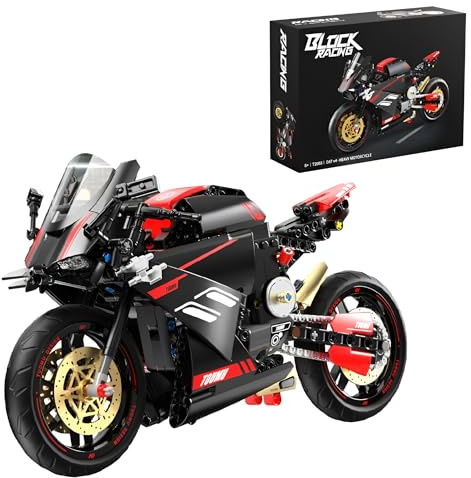 Unativer Technik Motorrad Bausteine für Ducati, 426 Klemmbausteine Technik Rennen Superbike Modellbausatz, Supermotorrad Spielzeug Geschenk für Kinder Erwachsene Kompatibel mit Großen Marken (T2003)