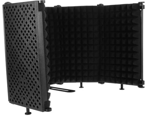 IMIKEYA Five-door Microphone Isolation Shield with Sound Absorbing Eva and Abs Material, Foldable Design for Professional Studio Recording and Noise Reduction