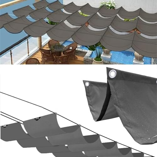 Sonnensegel Einziehbares,Verstellbar Sonnensegel Welle Aufrollbar Segeltuch Markise Wasserdicht Sonnenschutz UV-Schutz,Retractable Wave Sun Shade Sail (2x3m(BxL),Dunkelgrau)
