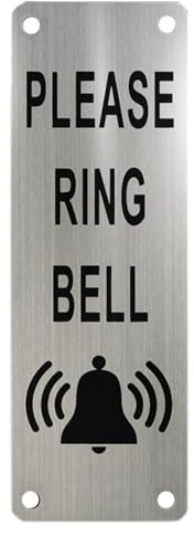 Please Ring Bell Sign, Self-adhesive and Pre-Drilled Holes Metal Ring Sticker, Ring Doorbell Signs, Ideal for Hanging or Attaching to Gates, Wall Plaque and Fences