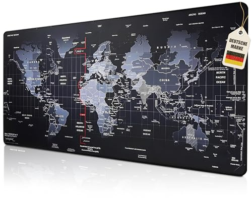 Instinktive-Oase® XXL Mauspad Weltkarte – 80x30 cm Schreibtischunterlage | Rutschfeste Gaming-Matte & Büro Desk Pad |Ideal für Laptop & Maus | Modernes Weltkarten-Design für Office & Home Setup