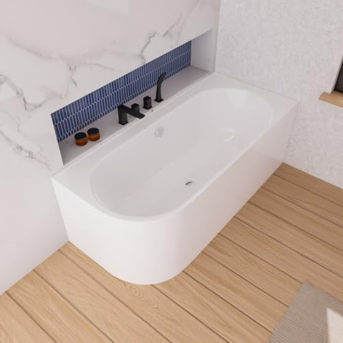 ECOLAM freistehende Badewanne Vigoo 165x75/ 175x75/ 180x80 [cm] links/rechts Wandmontage (Chrom, 175x75 cm rechts)
