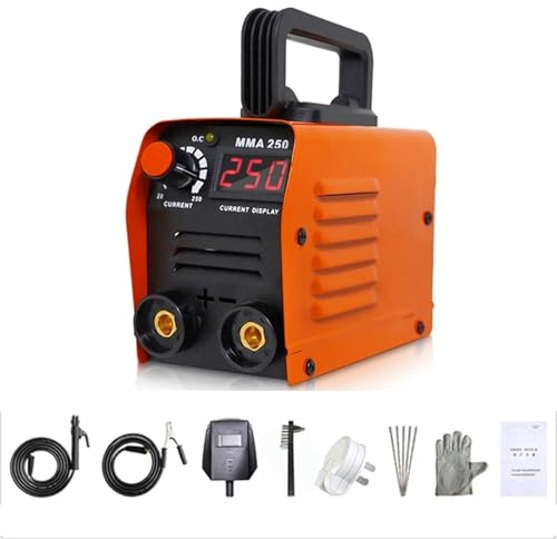 DGOINGPI Soldador de plástico Soldadora de Arco ZX7 250A MMA, inversor, portátil, minimáquina de Soldadura eléctrica, Herramientas para reparación de automóviles(Full Kit)