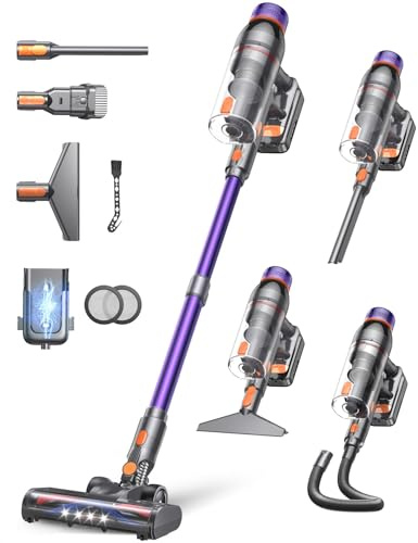 Trunera Cordless Vacuum Cleaner, Powerful Stick Vacuum with Strong Suction, Lightweight & Rechargeable, Upright Vacuum for Carpet, Hard Floor & Pet Hair, Ideal for Home and Car Cleaning