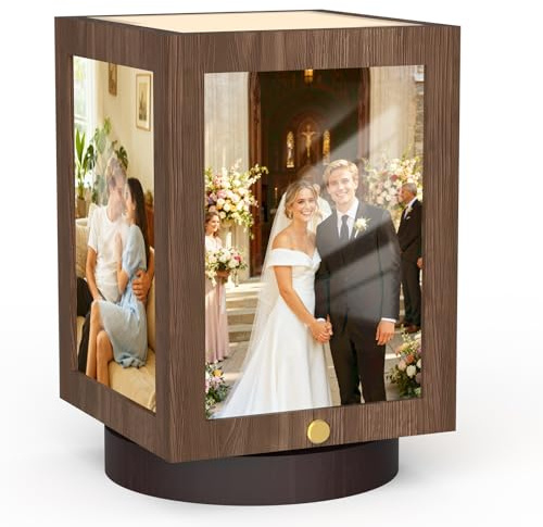 Mixoo DIY Muttertag Drehbar Bilderrahmen 10x15, Kleine Rahmen, Mini Picture Frame Holz für Mehrere Bilder, Kinderzeichnungen Fotorahmen für Vatertag, Ostern, Valentinstags, Weihnachten