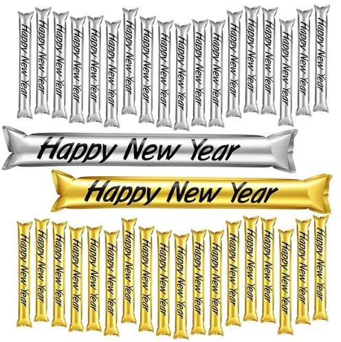 RoundFunny 30 Pcs Happy New Year Noisemakers New Year's Eve Thunder Sticks 2026 Party Gift Favors Supplies
