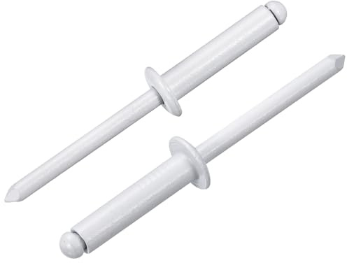 QUARKZMAN 50Pcs 3/16x3/4 Remaches Ciegos Aluminio, Sujeción Aluminio Y Vástago Acero, Remaches Cabeza Abovedada Y División Larga Para Metal, Muebles, Automoción, Blanco