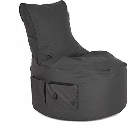 BuBiBag XXL Sitzsack Riesensitzsack 90x75x80cm – Gaming Sessel für Erwachsene & Kinder – Waschbar & mit EPS Füllung – Farbe (Anthrazit - Komplett (Uni))