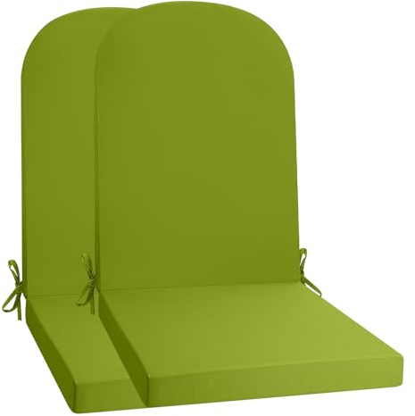 PRIMEPATIO Hochlehner Auflage Gartenstuhl 120x50x6 2PC Grün | Schaumstoffgefülltes Sitzkissen mit Bändern für Gartenmöbel, Terrasse und Klappstühle, Weich und Wettergeeignet
