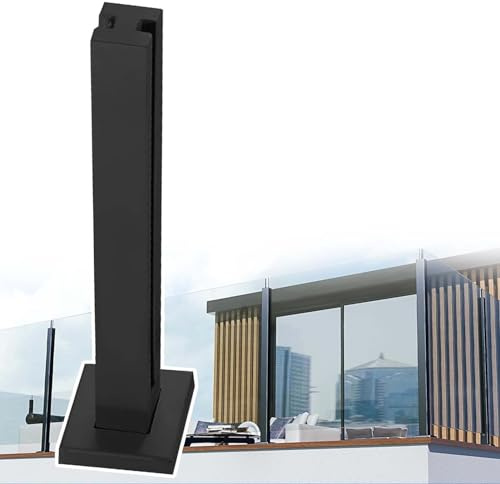 Kit per ringhiera in vetro nero opaco per patio, balcone, portico, piscina, scale interne, 80 cm, con morsetto in vetro quadrato, sistema di ringhiere in vetro resistente