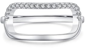 Ayoiow Verlobungsring Damen Gold 585, Laborgezüchteter Diamant Ellipse Vorsteckring Weißgold 585 für Sie, 14 Karat Weißgold Größe 58 (18.5)