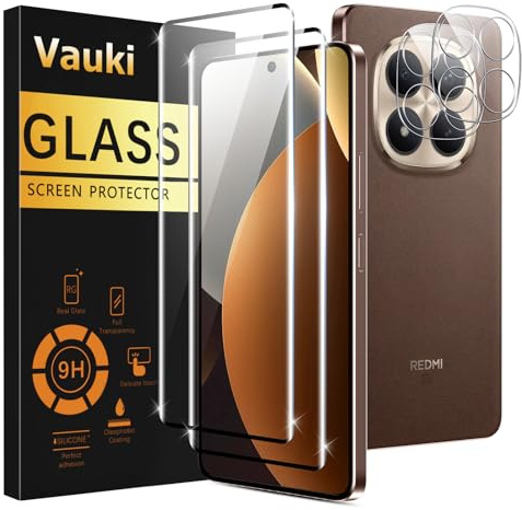 Vauki Protector Pantalla Para Xiaomi Redmi Note 15 Pro Plus 5G/Note 15 Pro+ 5G/Poco M8 Pro Cristal Templado con Protectora Lente Cámara [2+2 Piezas] Dureza 9H Antihuellas Sin Burbujas Vidrio Película