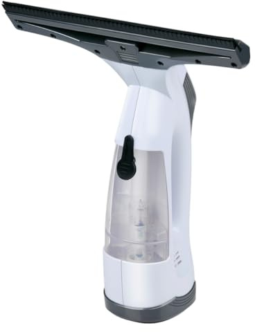 alpina Elektrischer Fenstersauger – Fensterreiniger mit Saugfunktion – Kabelloser Fensterputzer mit 30 Minuten Akkulaufzeit – Fensterwischer Wiederaufladbar– 70 ml Wasserbehälter – Weiß/Schwarz
