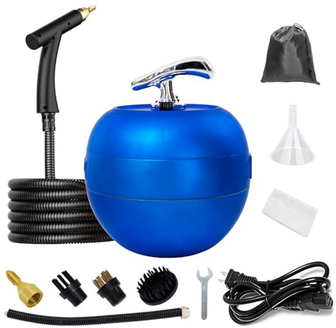 OUTIGO Limpiador a vapor, Calentamiento rápido en 15 segundos, con 6 ajustes de velocidad regulables, limpiador multiusos de 2000 W, ideal para limpiar papel pintado, suelos (Azul mate)