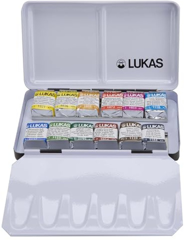 LUKAS Aquarell 1862, Acuarelas, Caja de Metal, 1,5ml, 12 Colores Surtidos