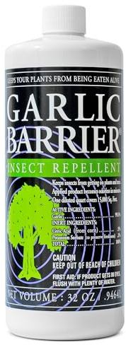 Garlic Barrier Liquid Garlic Insect Repellent Concentrate, 32 fl oz – OMRI Listed Garlic-Based Formula for Farms, Crops, Gardens & Greenhouses – Indoor & Outdoor Plant Protection