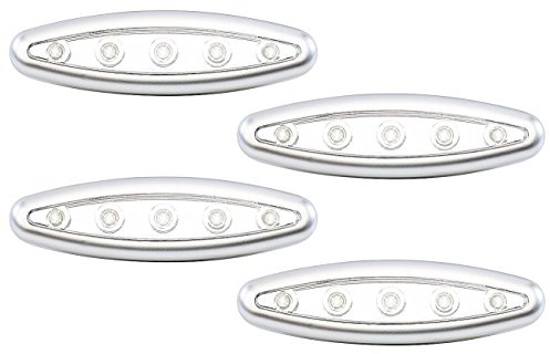 Lunartec Lampen zum Kleben: Stick-&-Push-Light Silver Giant 4er-Set (LED Lampen zum Kleben mit Batterie, Mini LED Leuchten, Schrankleuchten)