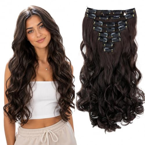 CAISHA XL 7er 45cm CLIP IN EXTENSIONS Haarverlängerung Schokobraun CE10-1