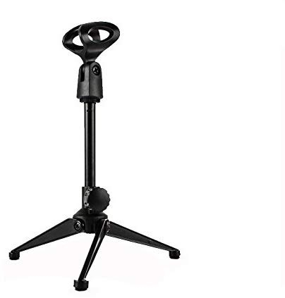 OFKPO Mini Trépied pour Microphone, Trepied Micro Support de Microphone de Bureau Réglable Portable Pliable avec Microphone Clip pour Studio Podcast, Conférence, Lecture