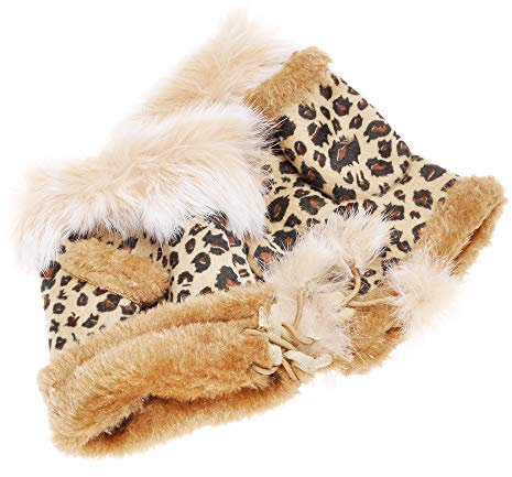 ZLYC Damen Winter Warme Kunstpelz Halbfinger Handschuhe Fingerlose Fäustlinge((Leopard) Khaki),Einheitsgröße
