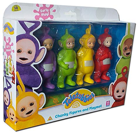 Teletubbies tjocka figurer och lekmatta Teletubby actionfigur set med 4 lekset