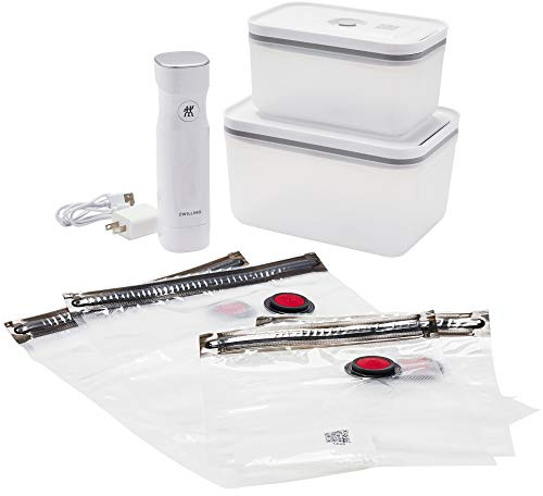 ZWILLING Fresh & Save 7-pc Vacuum Sealer Machine Starter Set, Sous Vide Bags, Meal prep, Airtight Food Storage Containers, Gift Set