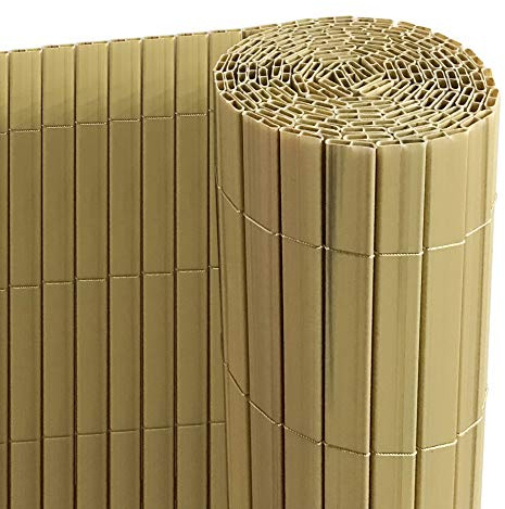 Ribelli® PVC Sichtschutzmatte mit Steg, extra stabil Sichtschutzzaun Sichtschutz Zaun Balkon Windschutz (100 x 500 cm, Bambus)