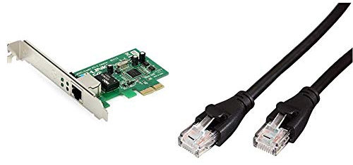 TP-Link TG-3468 Carte Réseau PCI Express Gigabit Ethernet, Noir & Amazon Basics Câble réseau Ethernet RJ45 catégorie 6-3 m