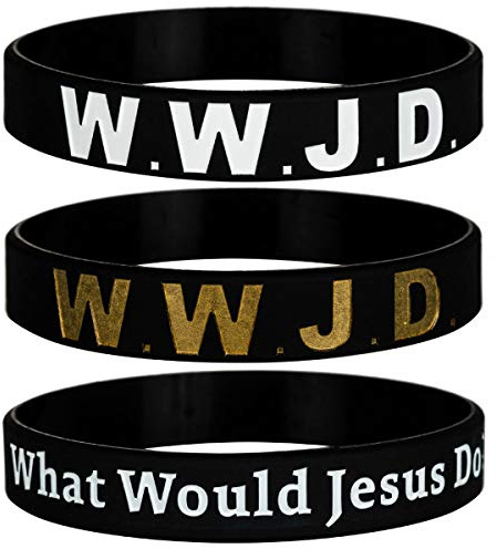 Sainstone WWJD Silicone Bracelets - What Would Jesus Do? - Inspirational Favorite Christian Prayer, Motivational Religious Reminder Wristbands Gifts Black for Adults for Men Women (3-Pack)