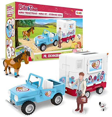 CRAZE Bibi und Tina Spielset Mobile Tierarzt Station Dr. Eichhorn Pferde Spielzeug Doktor Spielfiguren Martinshof Mädchen Geschenk Spiele ab 3 Jahre 19276
