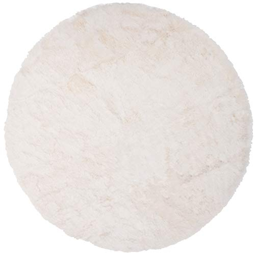 Brandsseller Faux Fur Rug Round Approx. Diameter 90 cm Lambskin Look Decorative Rug Cuddly Fur Cream