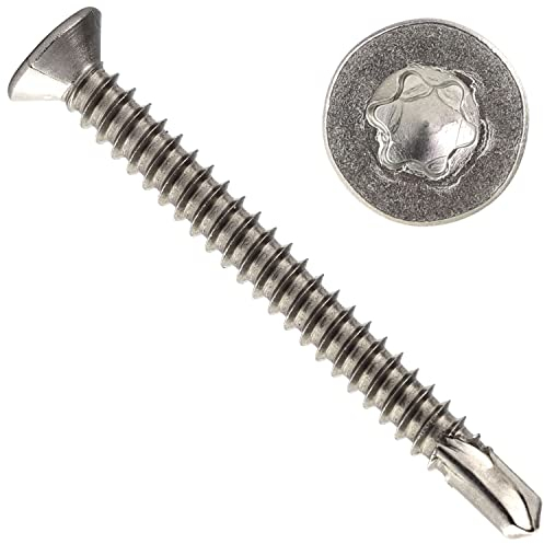 OPIOL QUALITY® Bohrschrauben mit Senkkopf Form OTORX DIN 7504 / ISO 15482 3,5x22 mm aus Edelstahl A2 V2A (100 Stück) Innensechsrund TX Senkkopf-Schrauben Blechschrauben
